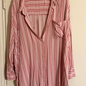 Torrid SjStriped Pink Button Down Top
